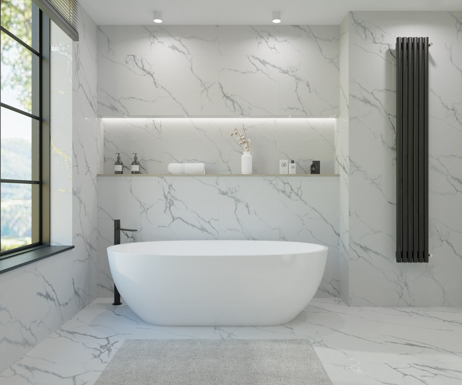 Керамогранит Primavera арт Bellevue, punch-carving, white, 1200x600 фото 2