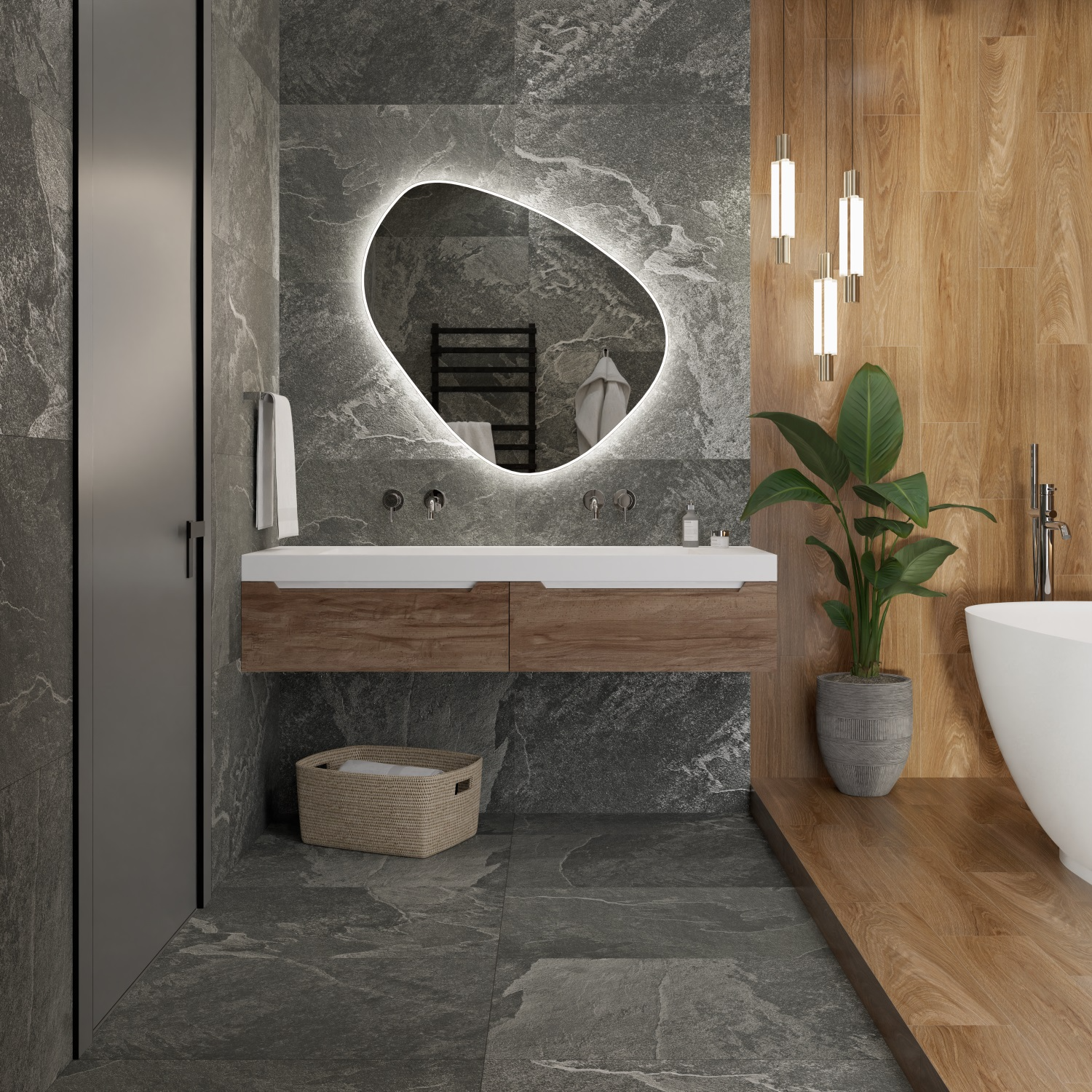 Керамогранит Primavera арт Cobar Nero, punch-carving, black, 1200x600 фото 2