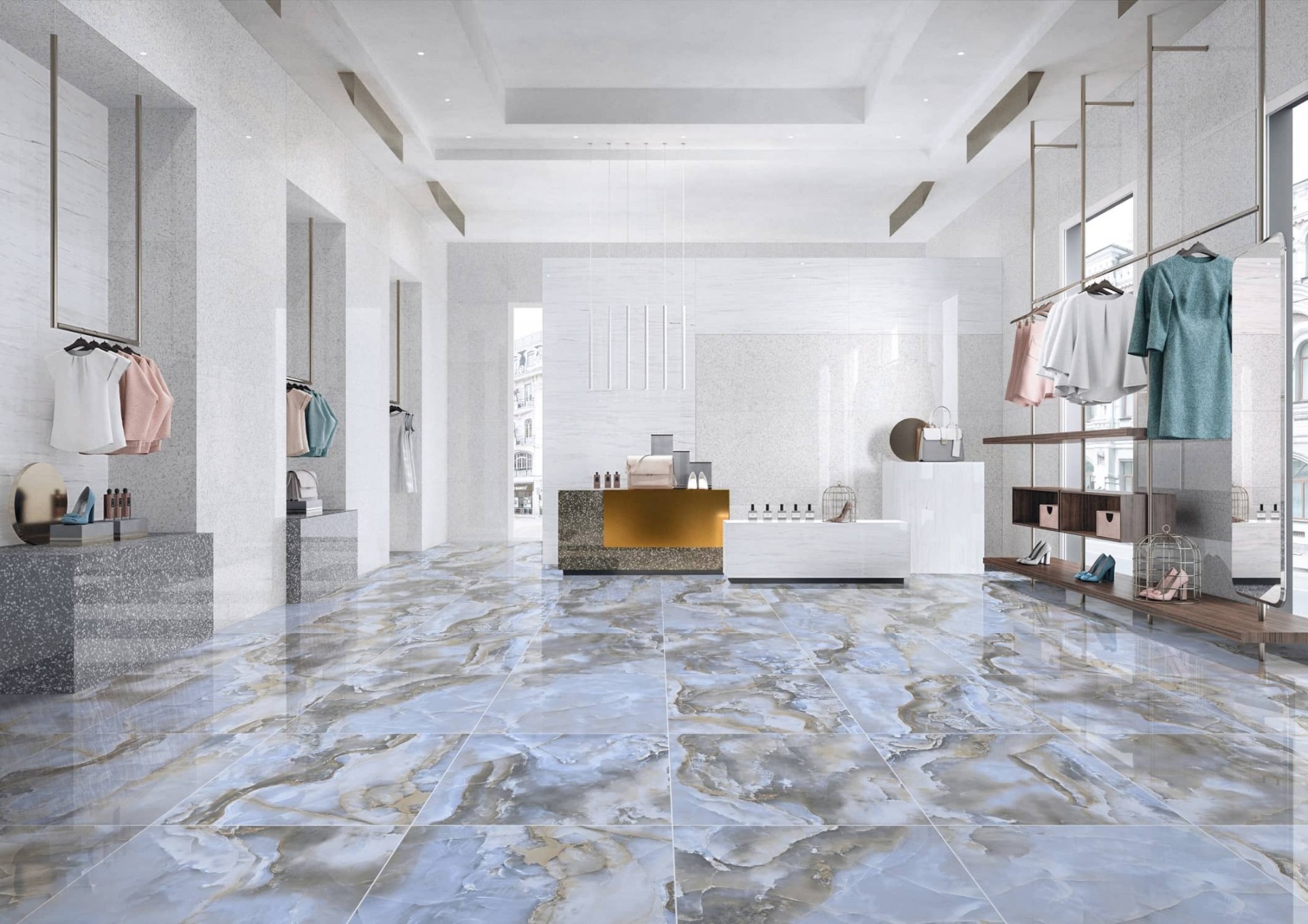 Керамогранит Primavera арт Honey Onyx, polished, blue, 600х600 фото 2