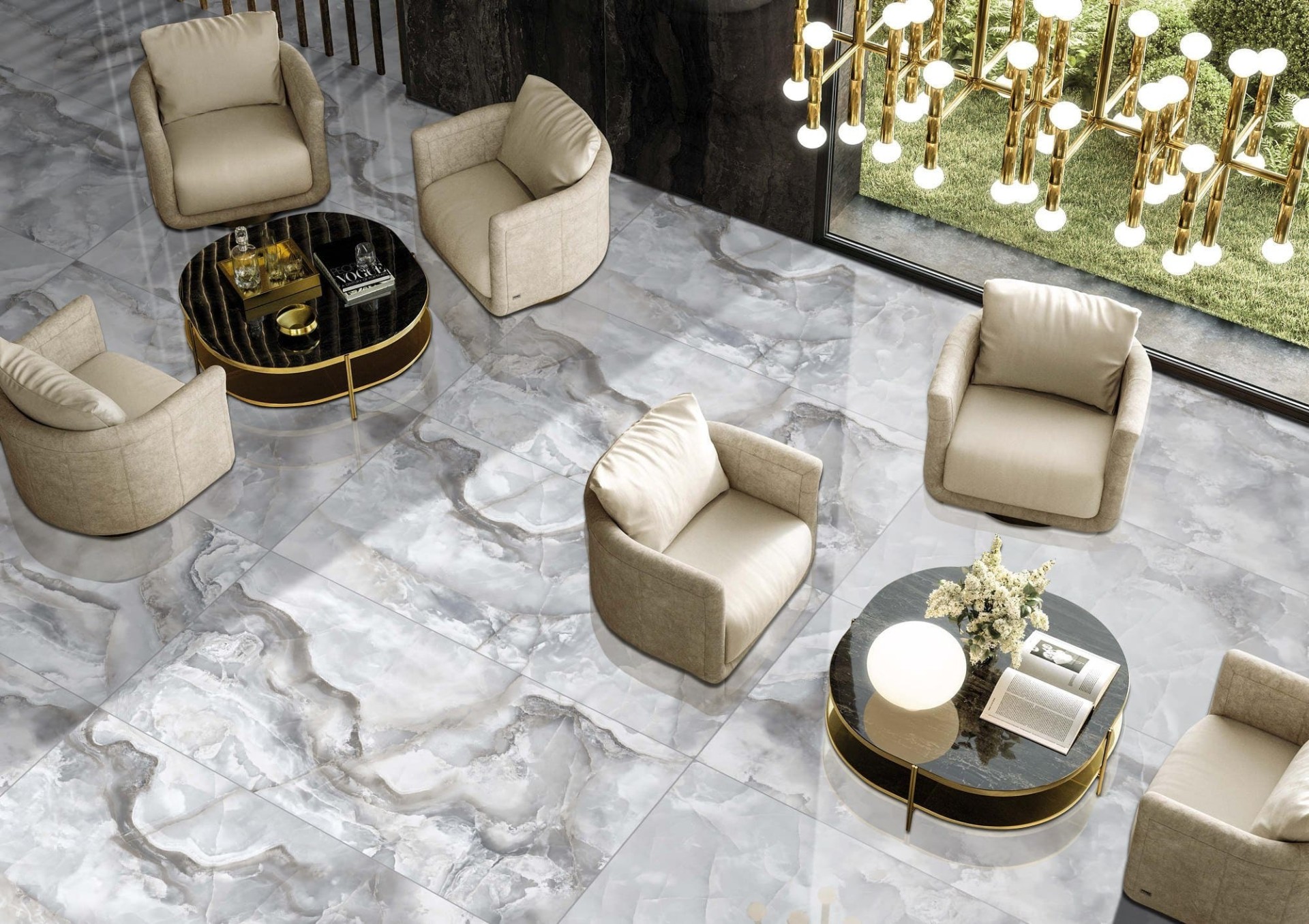 Керамогранит Primavera арт Honey Onyx, polished, bianco, 1200х600 фото 2