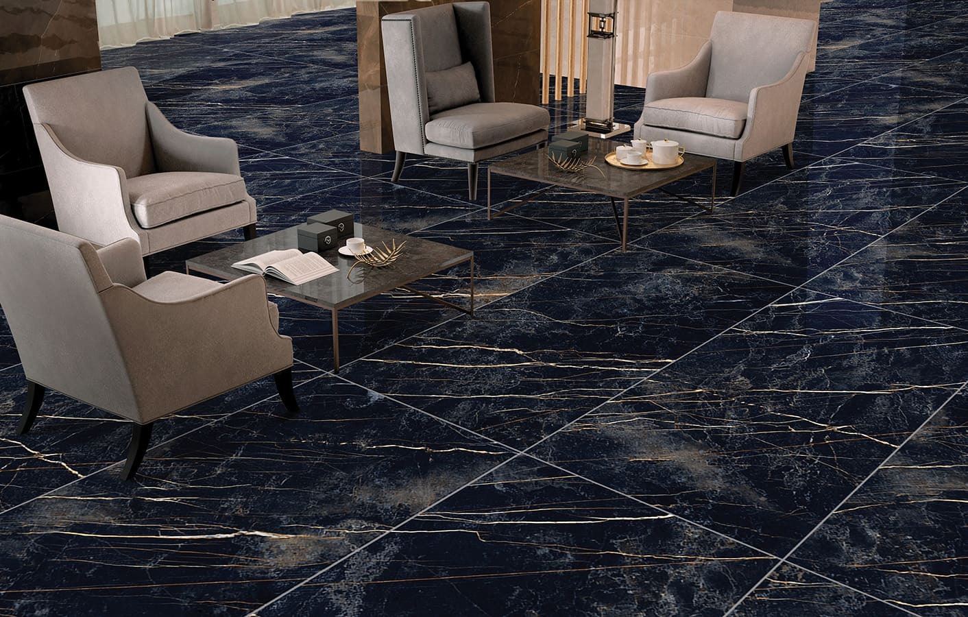 Керамогранит Primavera арт Namibia Black, polished, black, 1200x600 фото 2