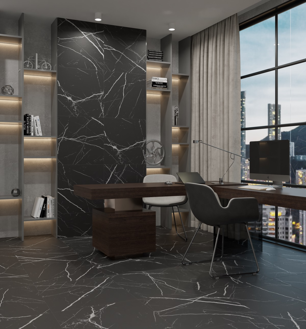 Керамогранит Primavera арт Oltan Black, carving, black, 600х600 фото 2