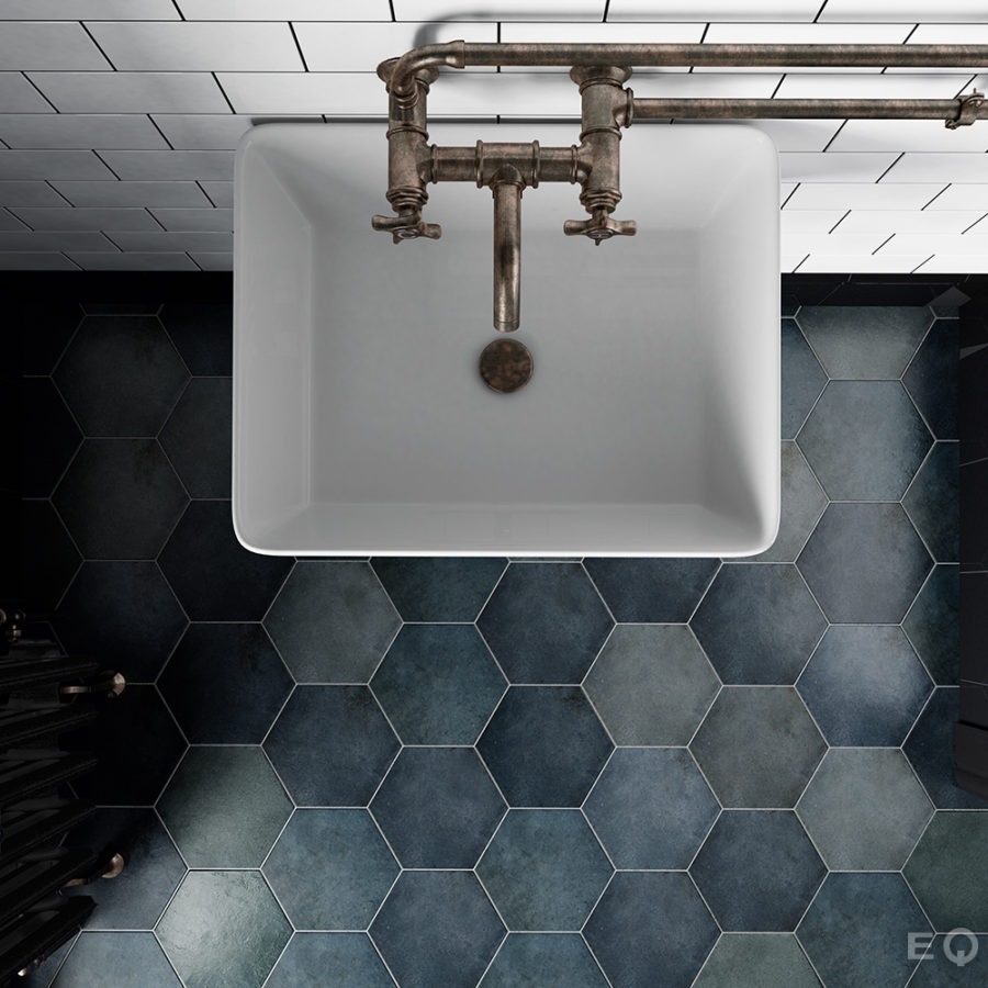 Керамическая плитка Equipe арт Heritage Hexagono, indigo, 200х175 фото 2