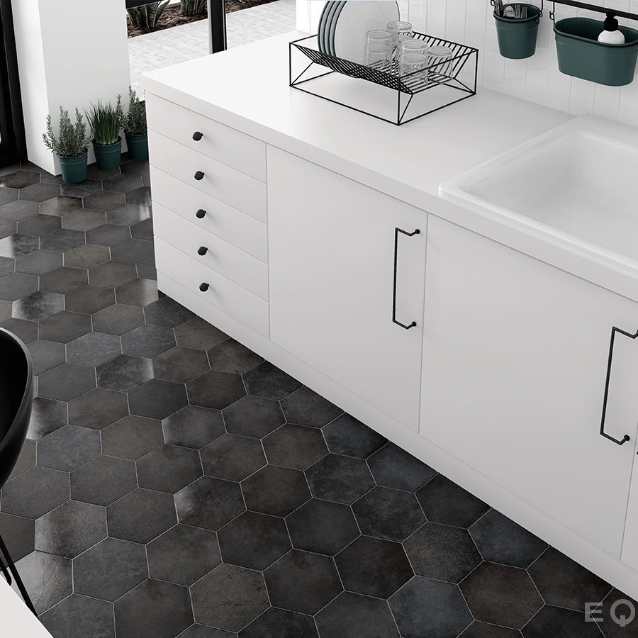 Керамическая плитка Equipe арт Heritage Hexagono, carbon, 200х175 фото 2