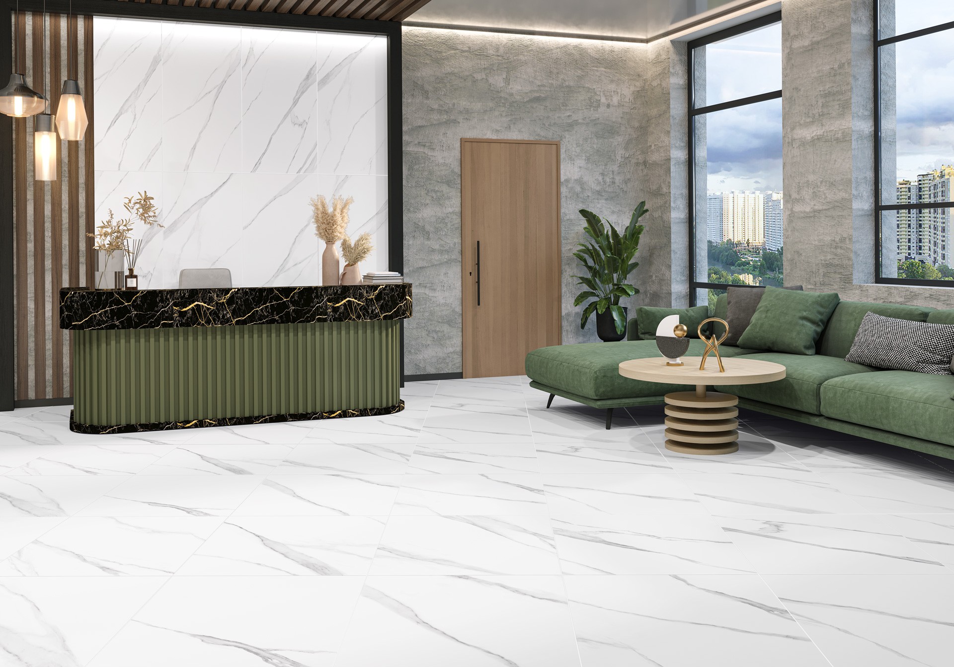 Керамогранит New Trend арт Лайф Цемент, белый, 600x600 фото 3