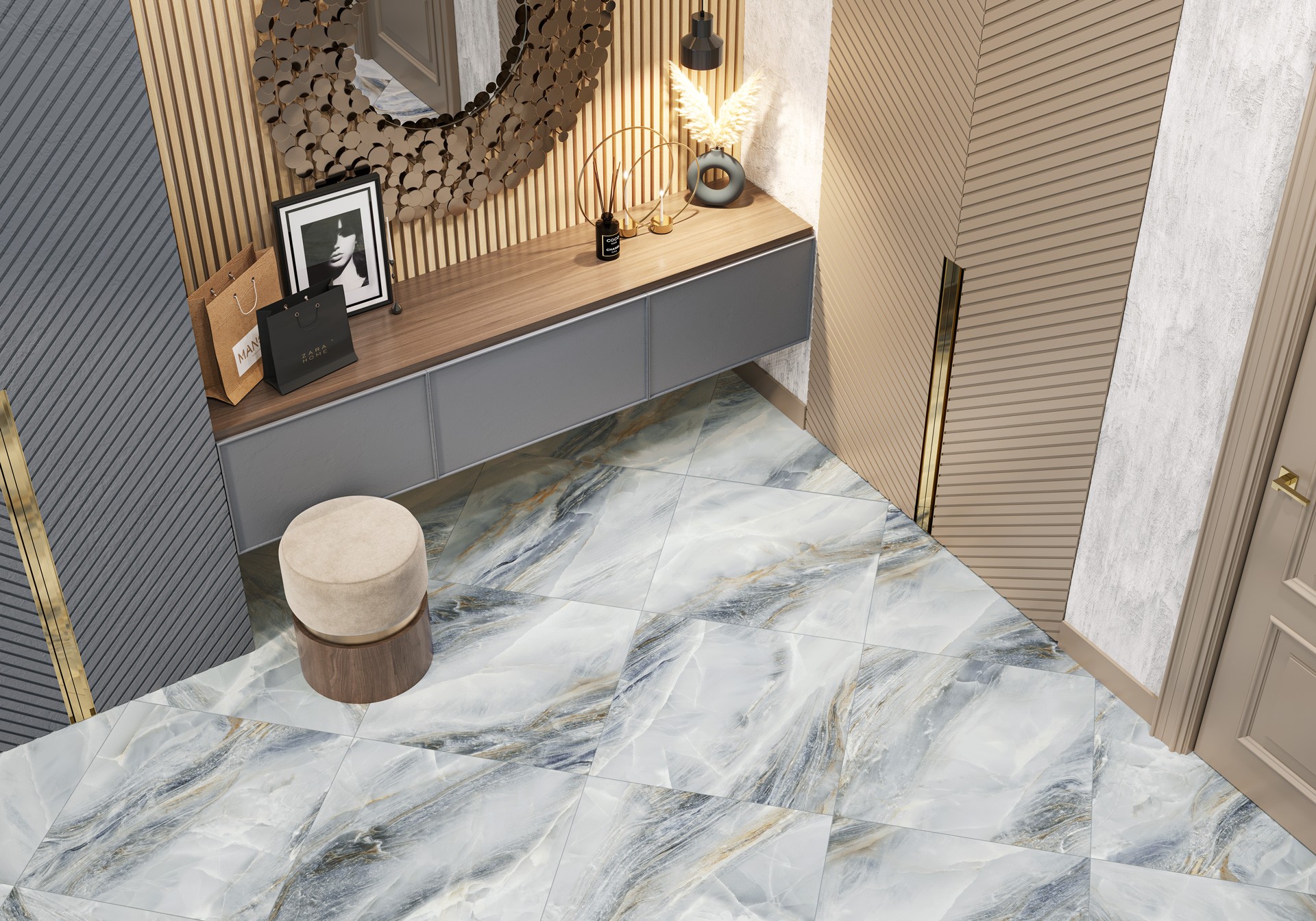 Керамогранит New Trend арт Эстель, голубой, 600x600 фото 2