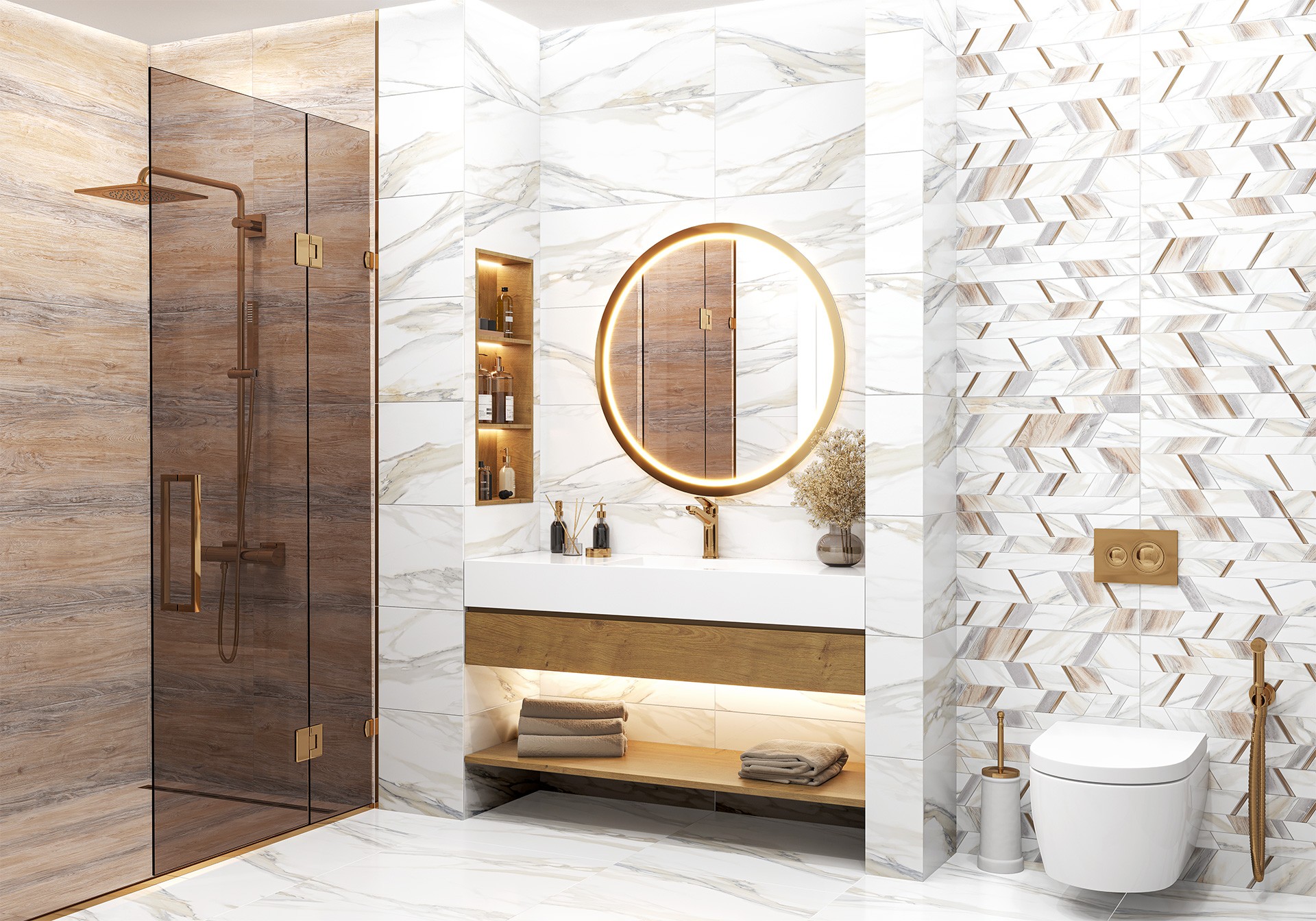Керамическая плитка New Trend арт Волкано, белый, 600x300 фото 4