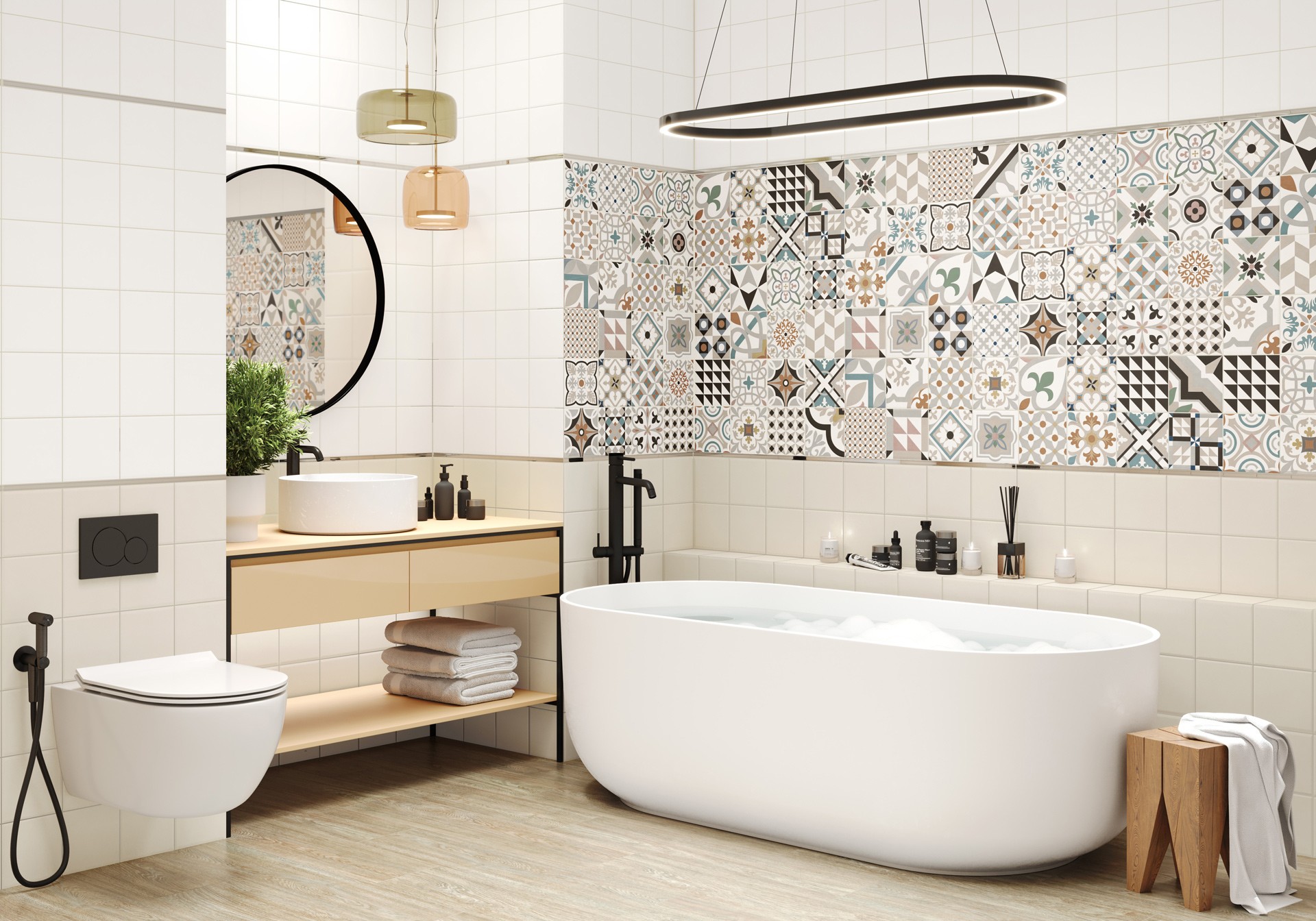 Керамическая плитка New Trend арт Дизайн Арт, светло-бежевый, 600x300 фото 2