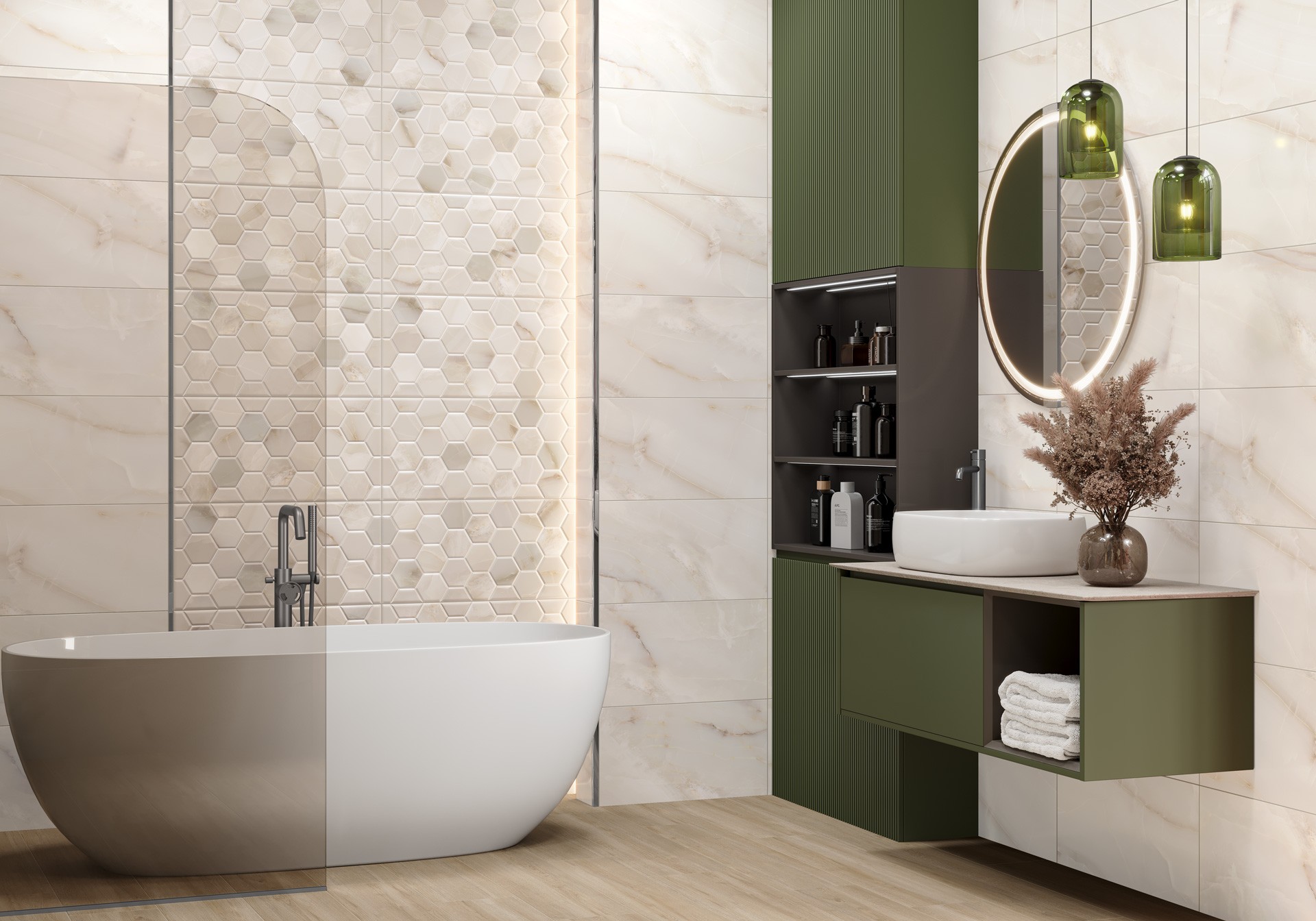 Керамическая плитка New Trend арт Милениал, бежевый, 600x300 фото 3