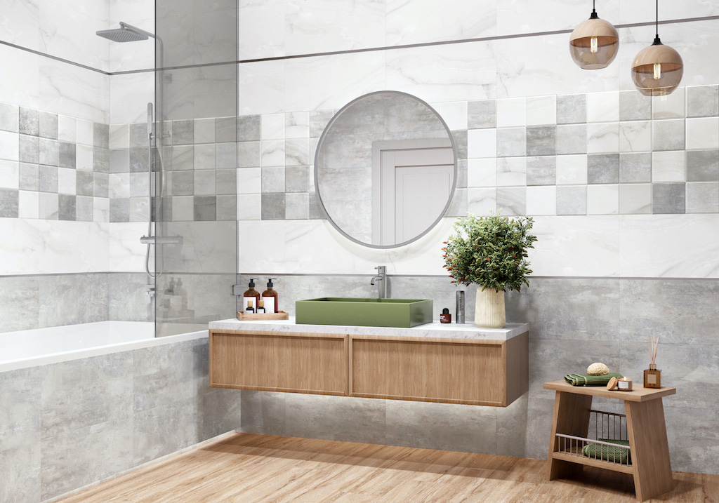 Керамическая плитка New Trend арт Титан, светло-серый, 600x300 фото 4