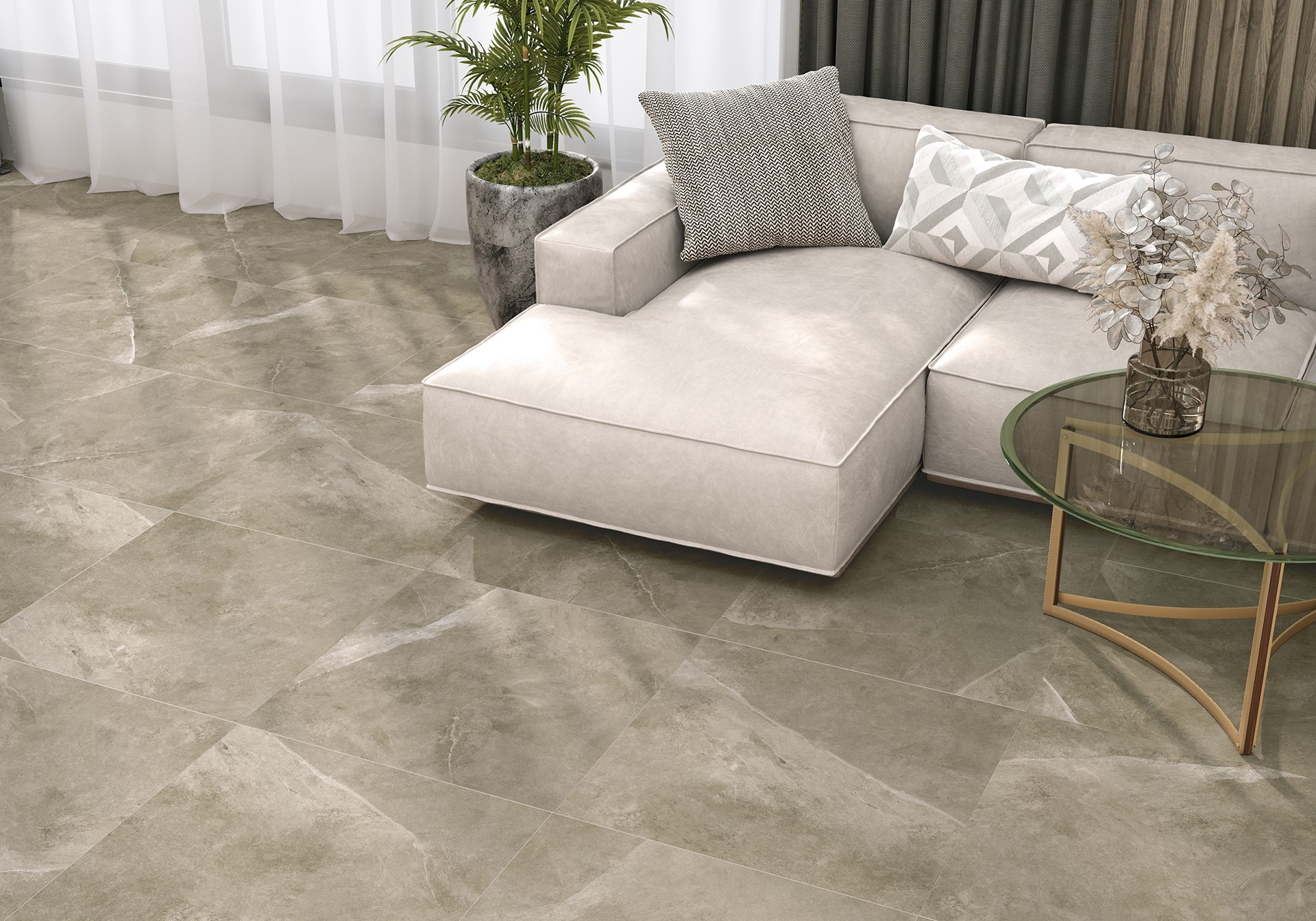 Керамогранит Alma Ceramica арт Базальто, темно-бежевый, 600х600 фото 2
