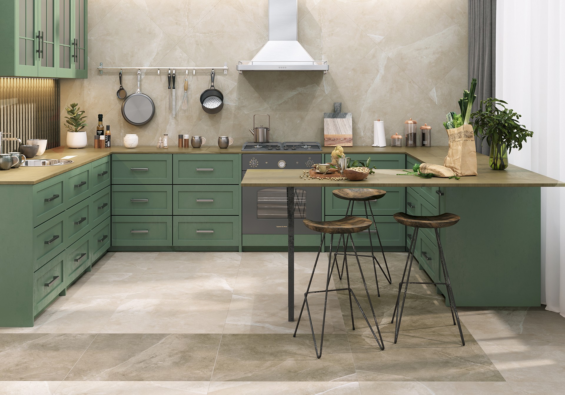 Керамогранит Alma Ceramica арт Базальто, темно-бежевый, 600х600 фото 3
