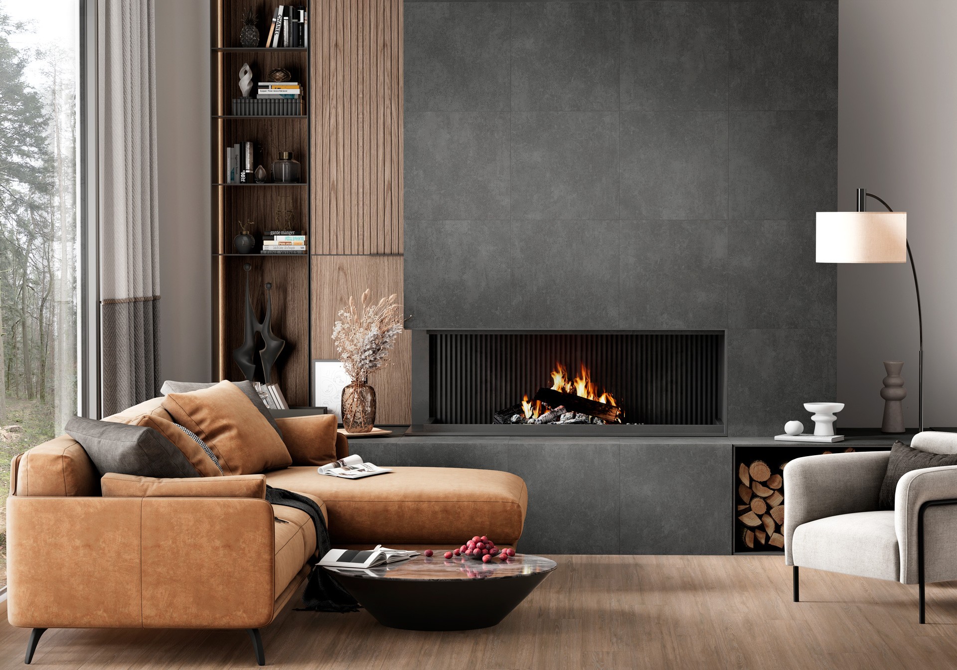 Керамогранит Alma Ceramica арт Бетон Про, графитовый, 600х600 фото 2