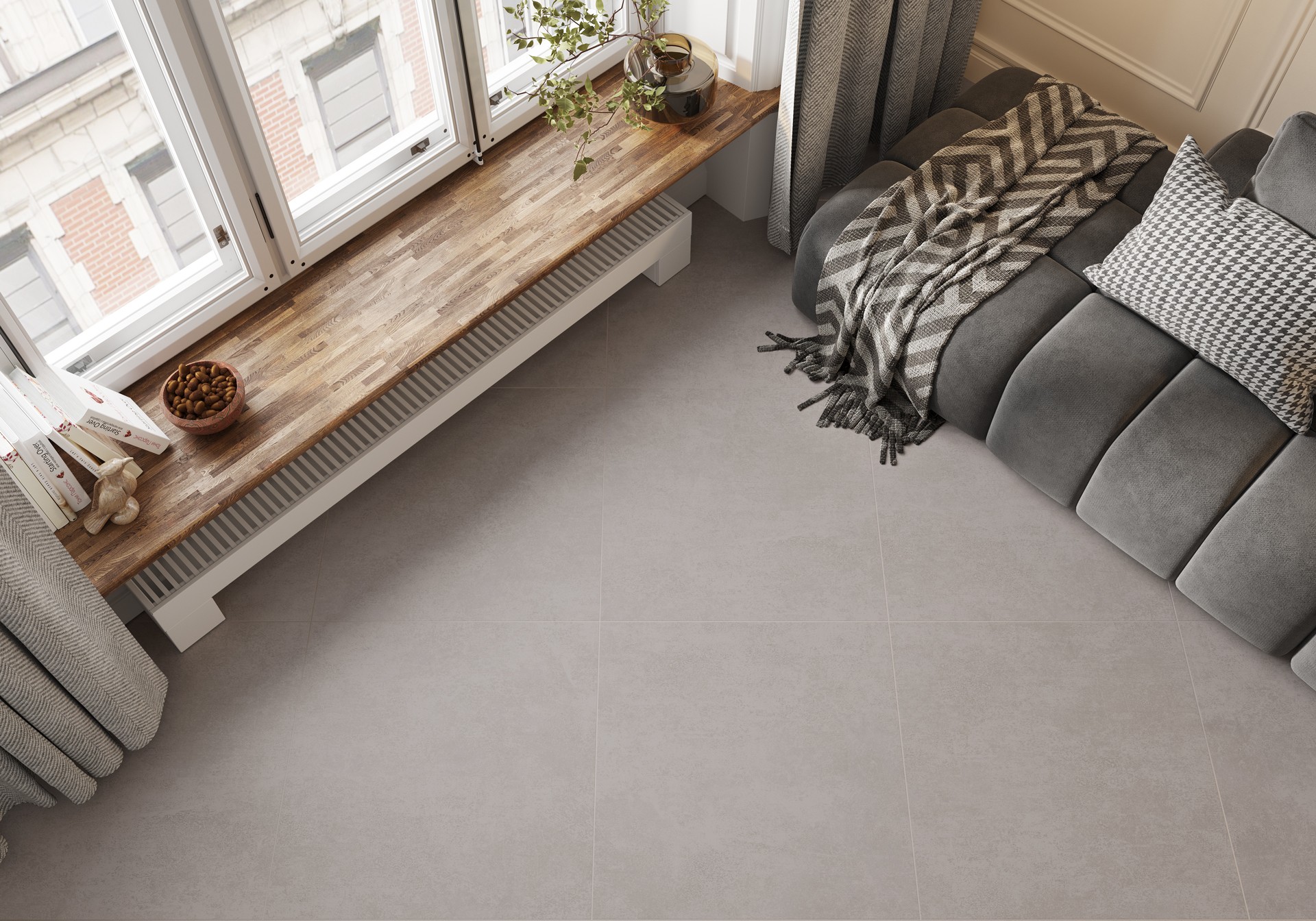 Керамогранит Alma Ceramica арт Бетон Про, темно-бежевый, 600х600 фото 2