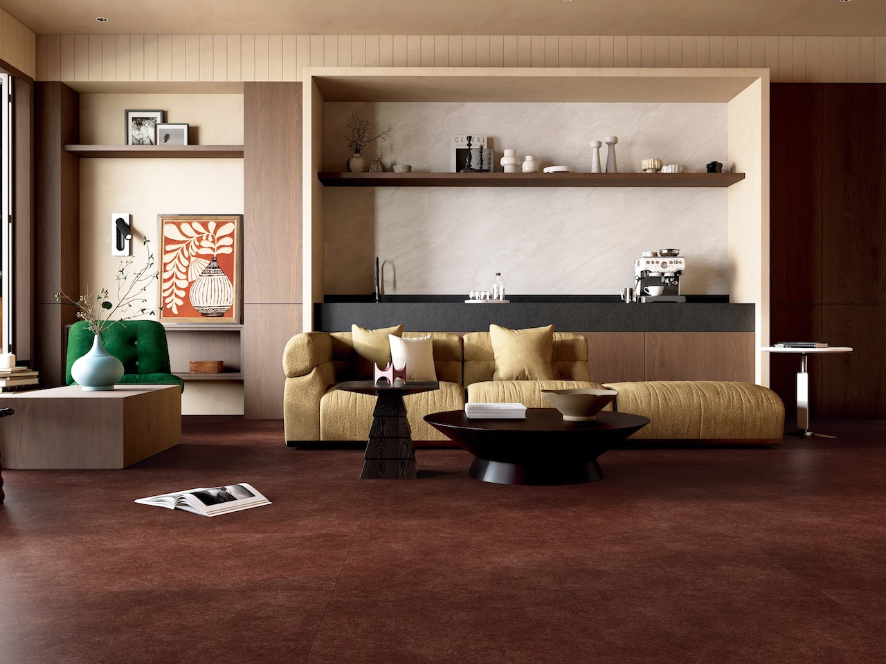 Керамогранит Global Tile арт Магнолия, бордо, 1200х600 фото 3