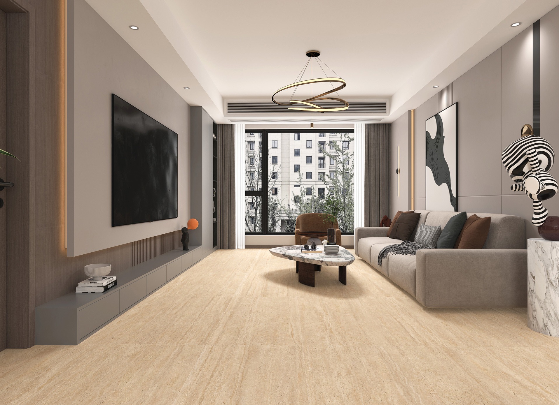 Керамогранит Global Tile арт Травертин Романо, бежевый, 1200х600 фото 3