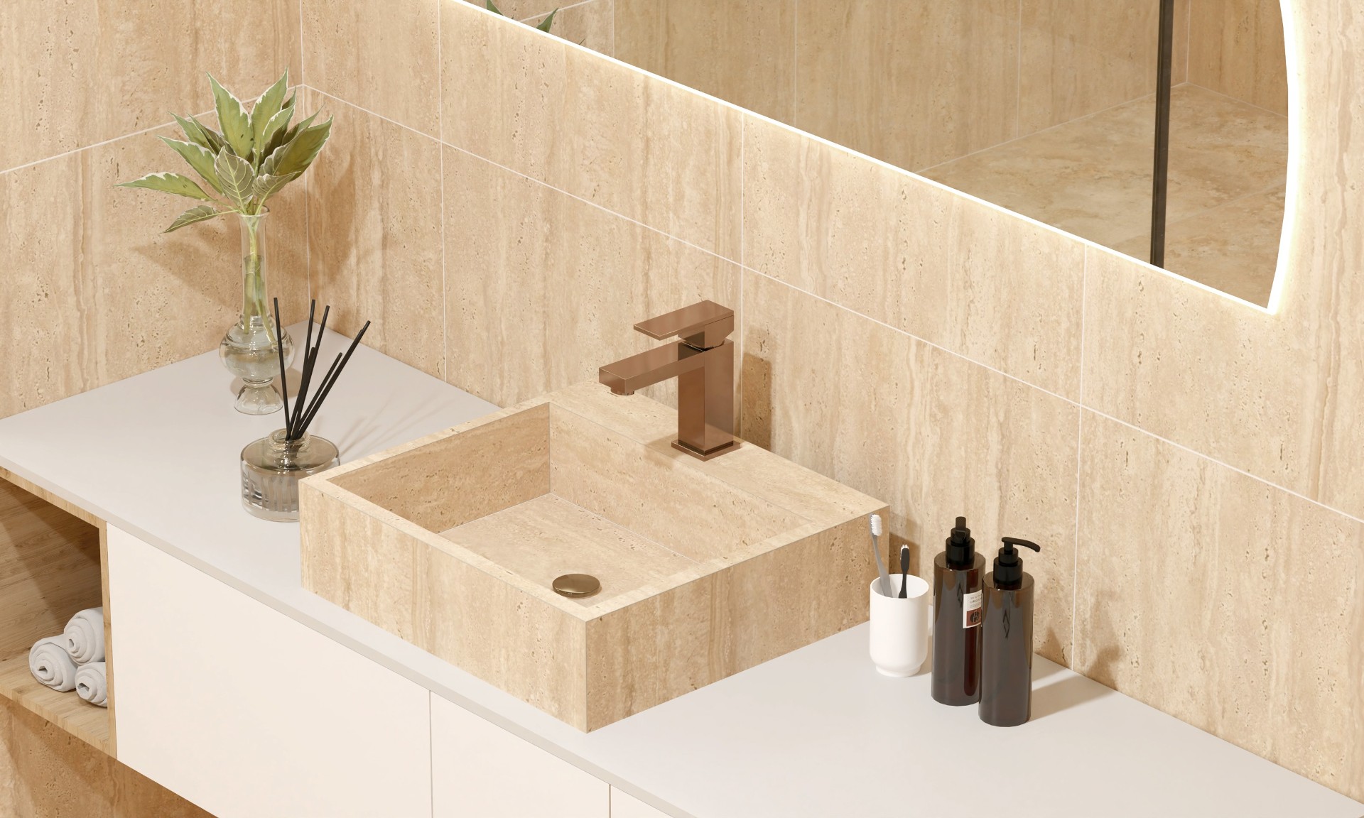 Керамогранит Global Tile арт Травертин Романо, бежевый, 1200х600 фото 4