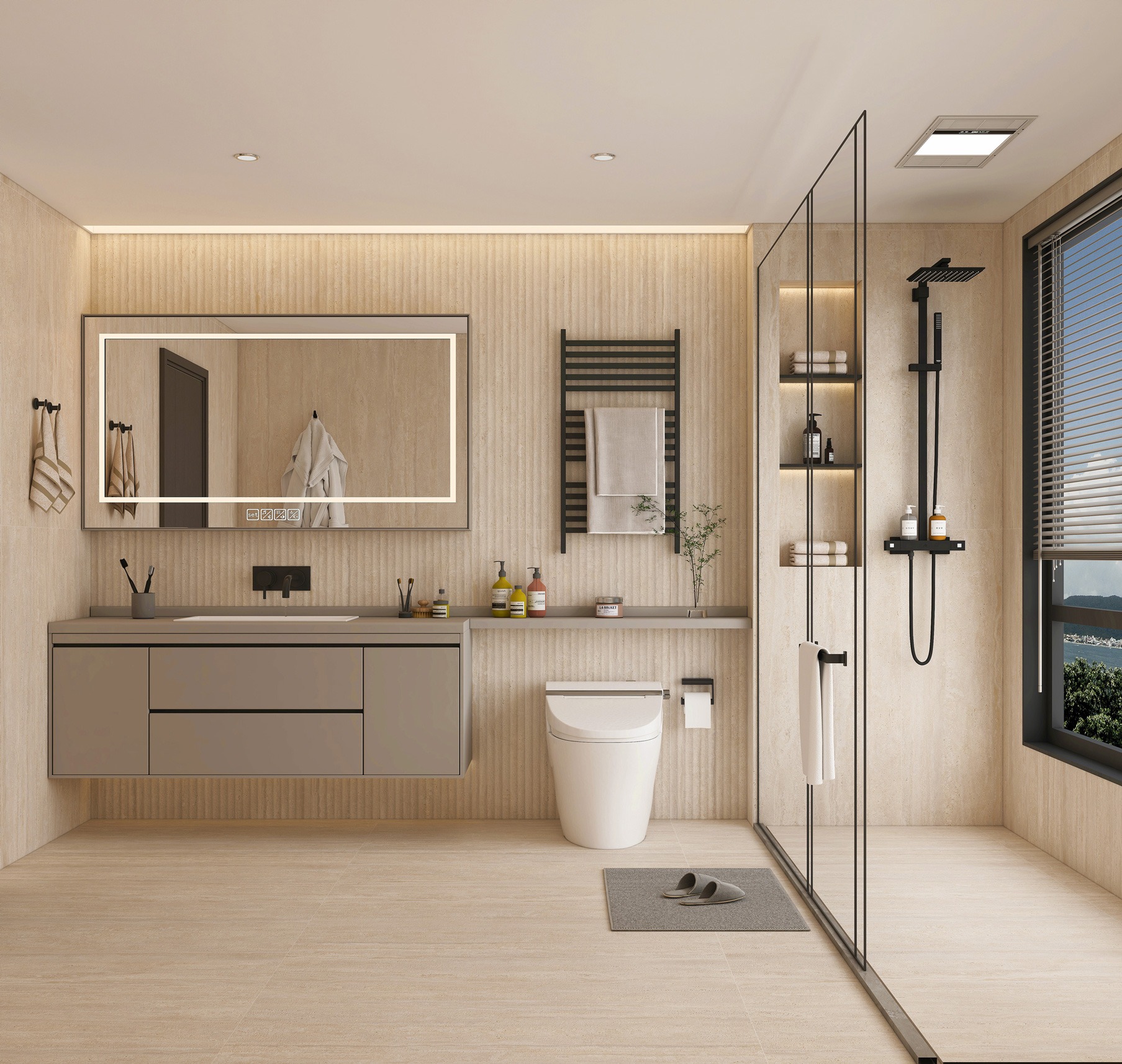 Керамогранит Global Tile арт Травертин Романо, светло-бежевый канноли, 1200х600 фото 2