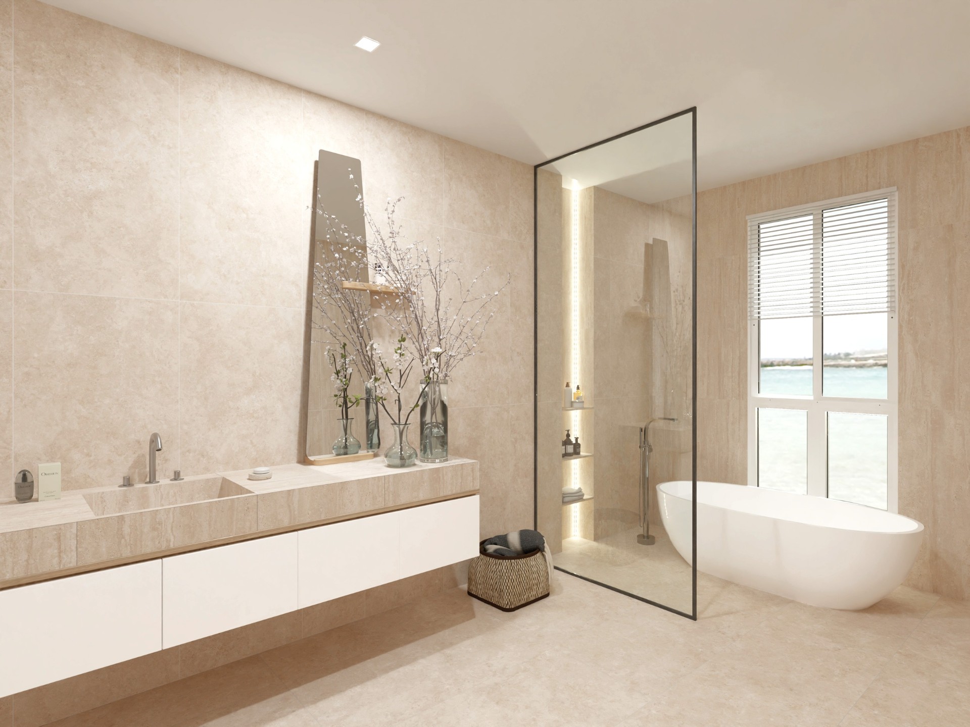 Керамогранит Global Tile арт Травертин Тиволи, светло-бежевый, 1200х600 фото 2