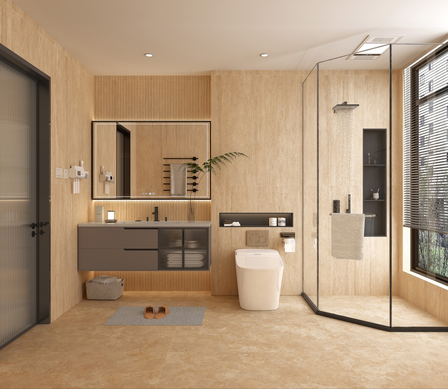 Керамогранит Global Tile арт Травертин Тиволи, бежевый, 1200х600 фото 3