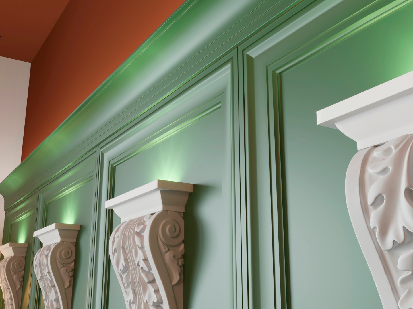 ставрос буазери. канелюрные дверные наличники из массива дерева. стенка декор над карнизом. деревянные гардины для штор. стенка декор над карнизом.